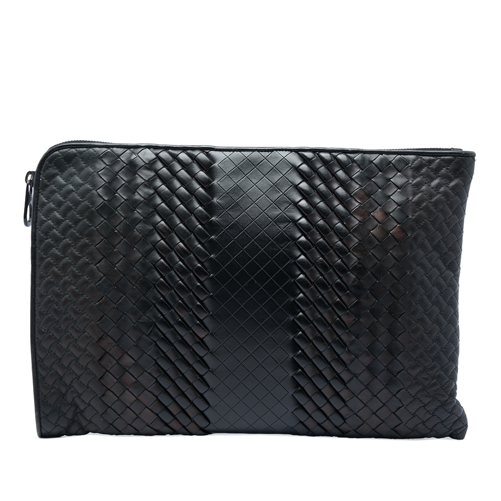 Pre-Loved Bottega Veneta Nappa Intreccio Imperatore Zip Clutch